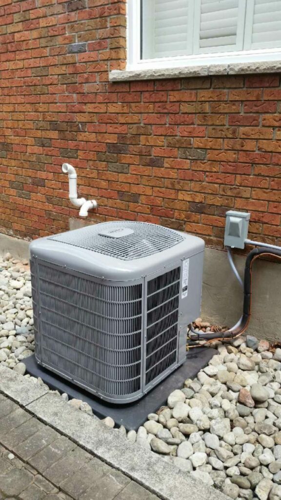 A newly installed AC unit at a residence in Hamilton, ON.