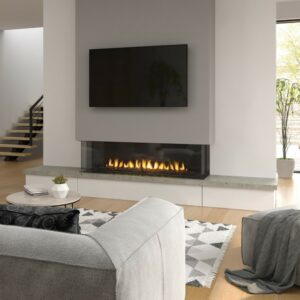 A modern fireplace installation